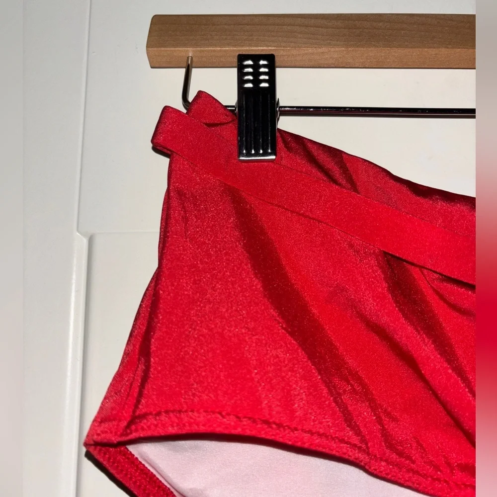 Fantasie Women Red Mid Rise Boyshort Bikini Swim Bottom Size L Beach Vacation‎